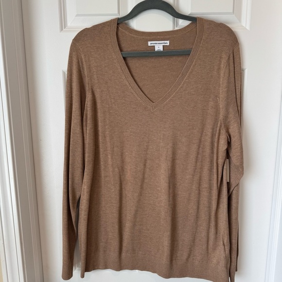 Amazon Essentials Long-Sleeve V-Neck Sweater - Camel Heather Tan - NWT - XL - Picture 2 of 6